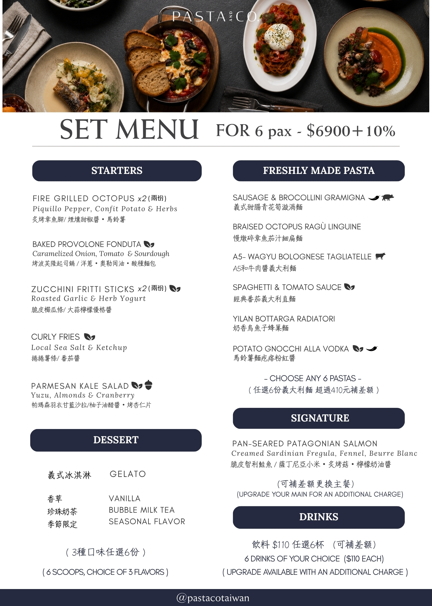 Menu – Pasta & Co. Restaurant, Bar & Lounge 米其林星級主廚開的新美式義大利料理